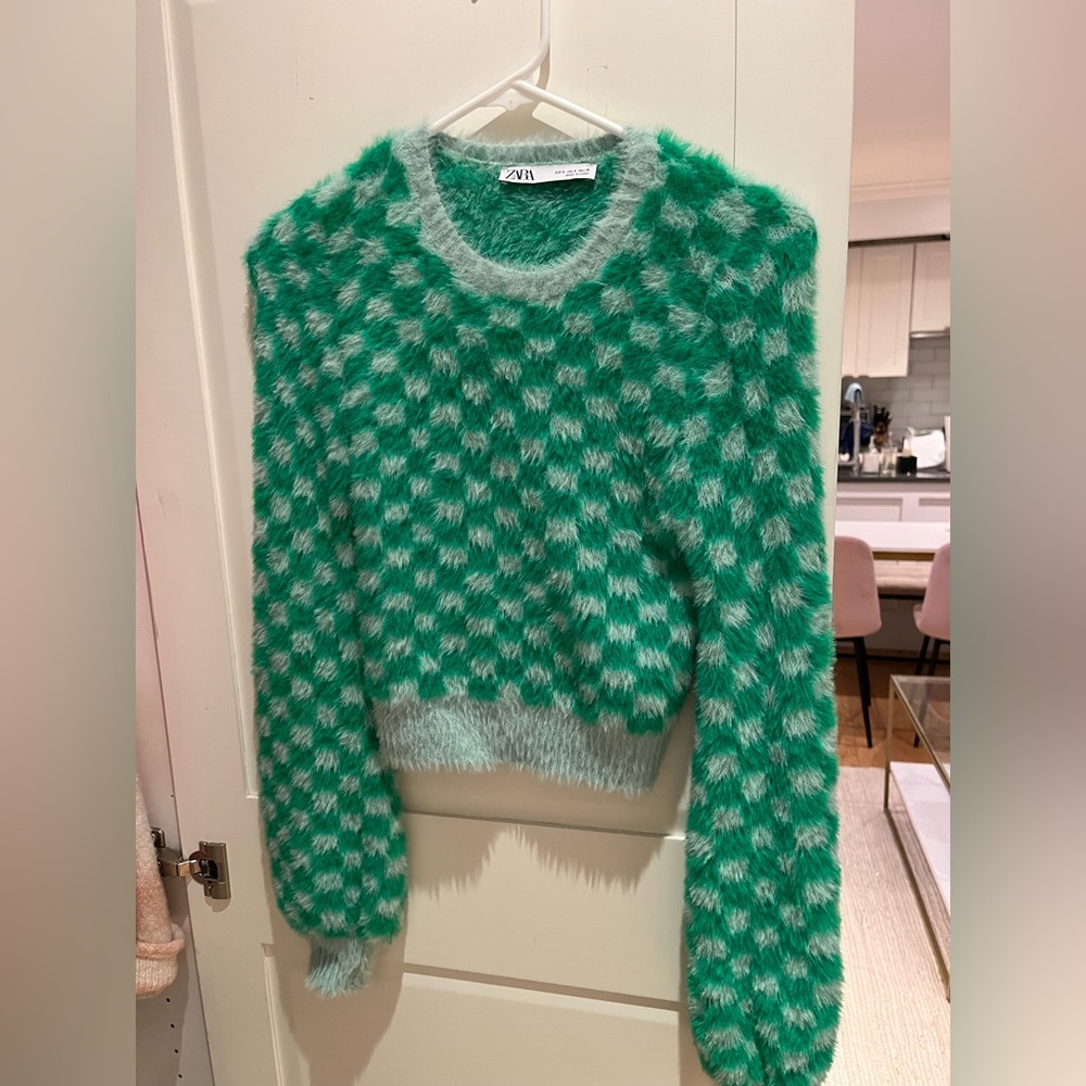 Zara green checkered sweater